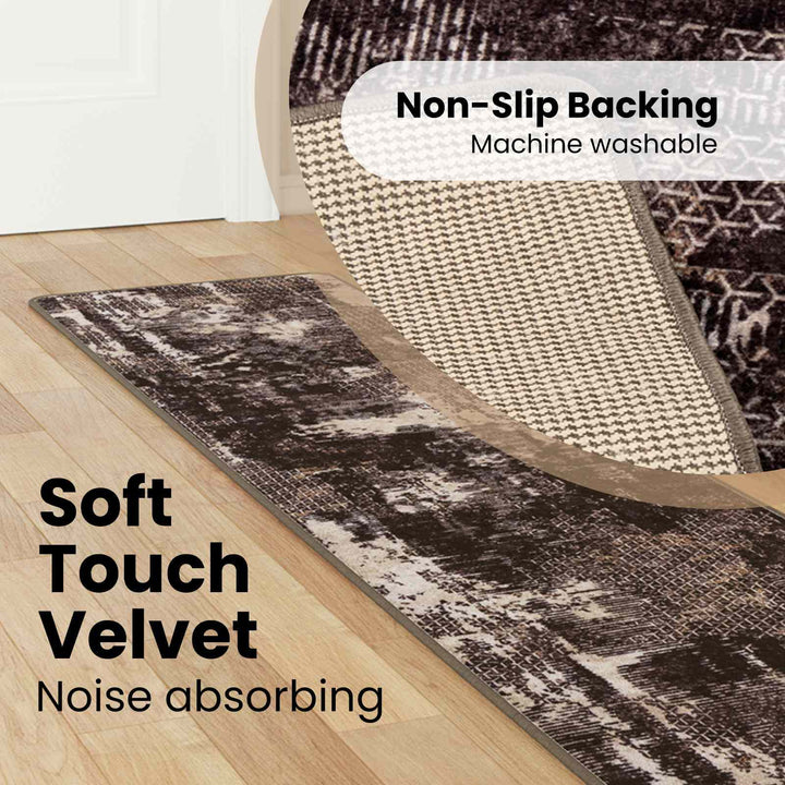 Tæppe Runner MARSA Sort 50 x 250 cm Polyester og PVC