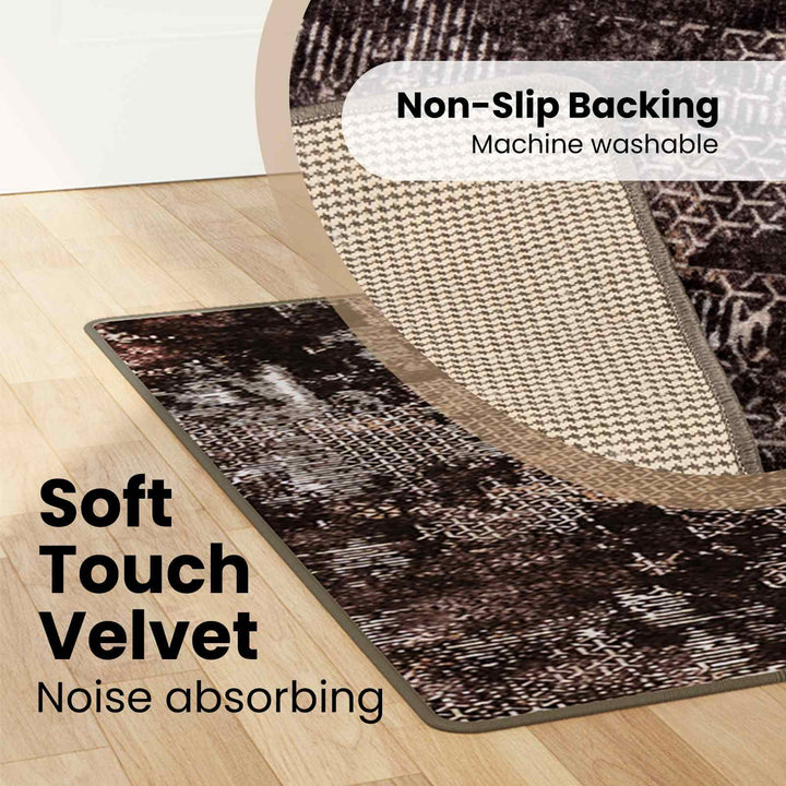Tæppe Runner MARSA Sort 80 x 200 cm Polyester og PVC