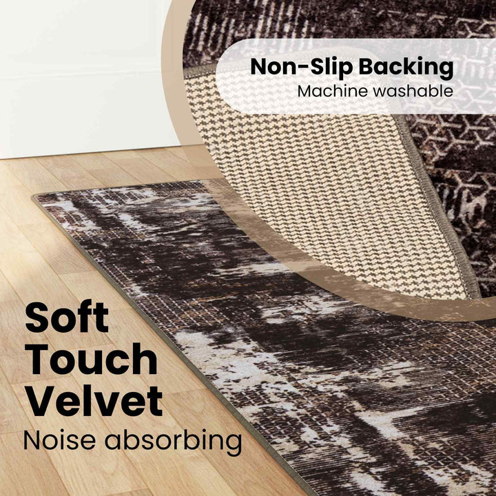 Tæppe Runner MARSA Sort 80 x 400 cm Polyester og PVC