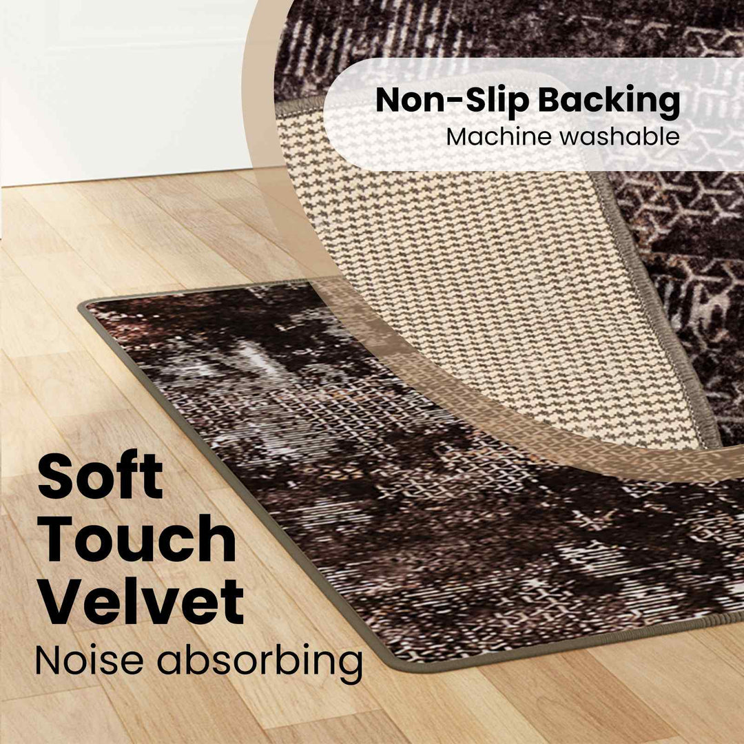 Tæppe Runner MARSA Sort 100 x 200 cm Polyester og PVC