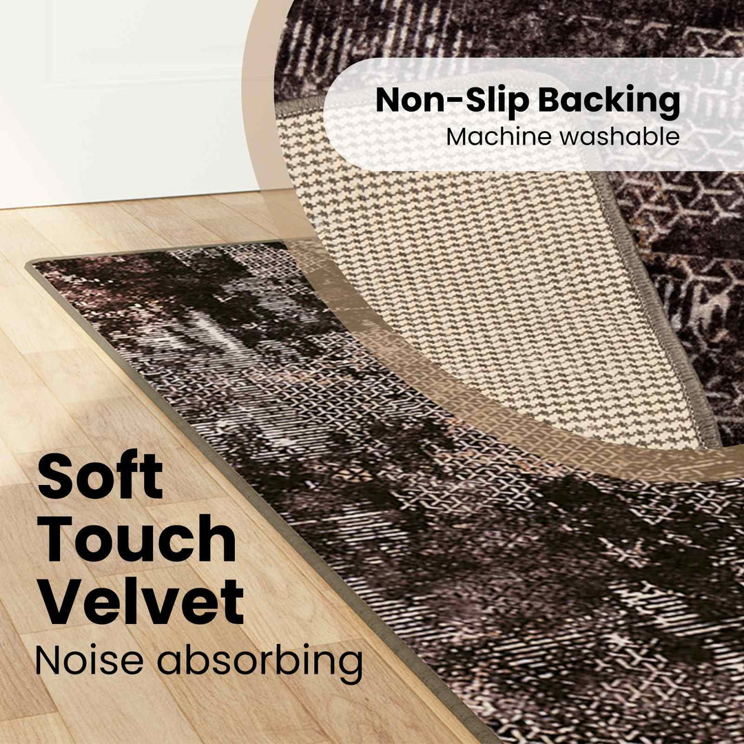 Tæppe Runner MARSA Sort 100 x 350 cm Polyester og PVC