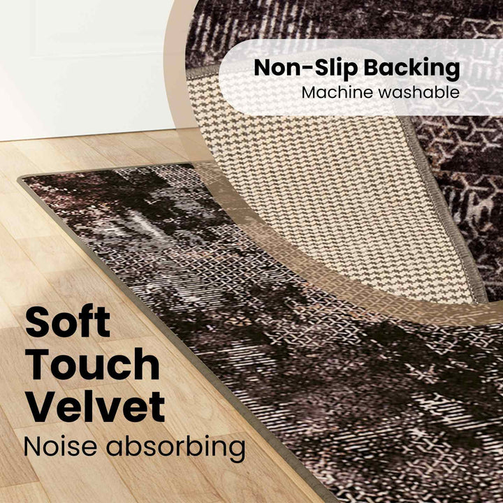 Tæppe Runner MARSA Sort 100 x 350 cm Polyester og PVC