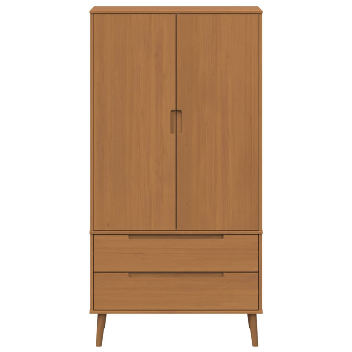 Garderobeskab MOLDE Karamel 90 x 55 x 175 cm Massivt fyrretræ