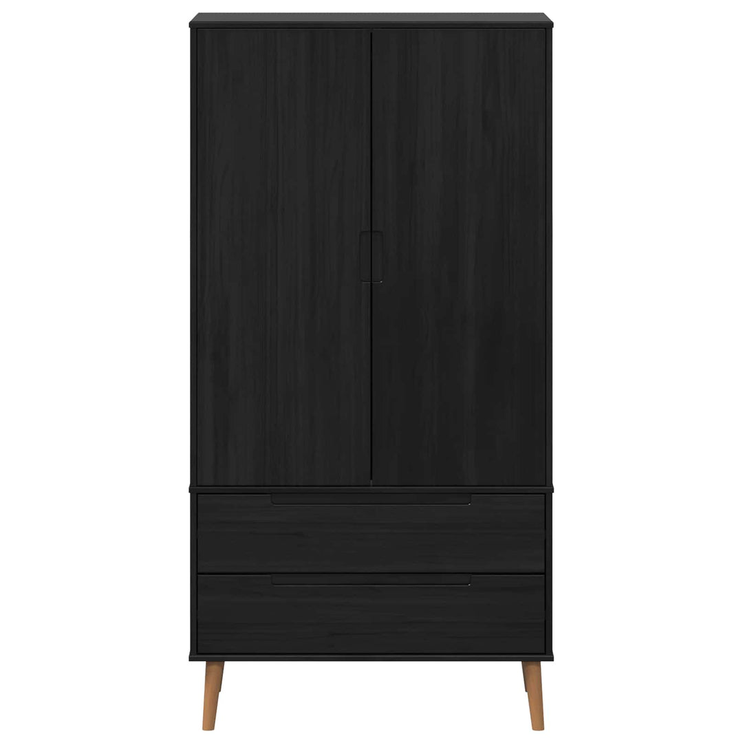 Garderobeskab MOLDE Sort 90 x 55 x 175 cm Massivt fyrretræ