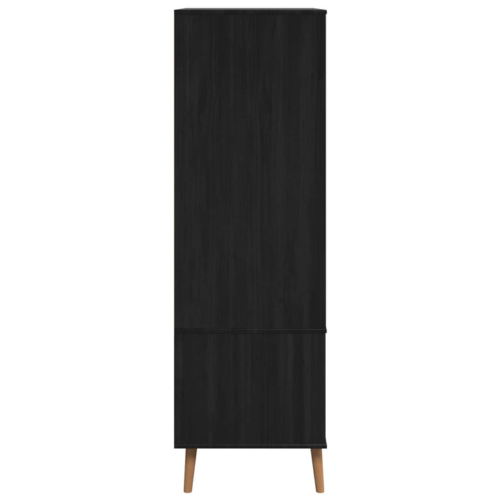 Garderobeskab MOLDE Sort 90 x 55 x 175 cm Massivt fyrretræ