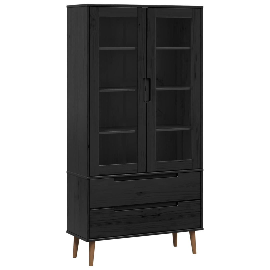 Glas Vitrine Skab Sort 90 x 35 x 175 cm