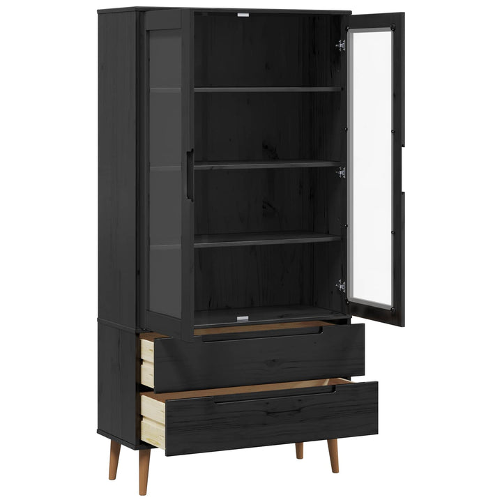 Glas Vitrine Skab Sort 90 x 35 x 175 cm