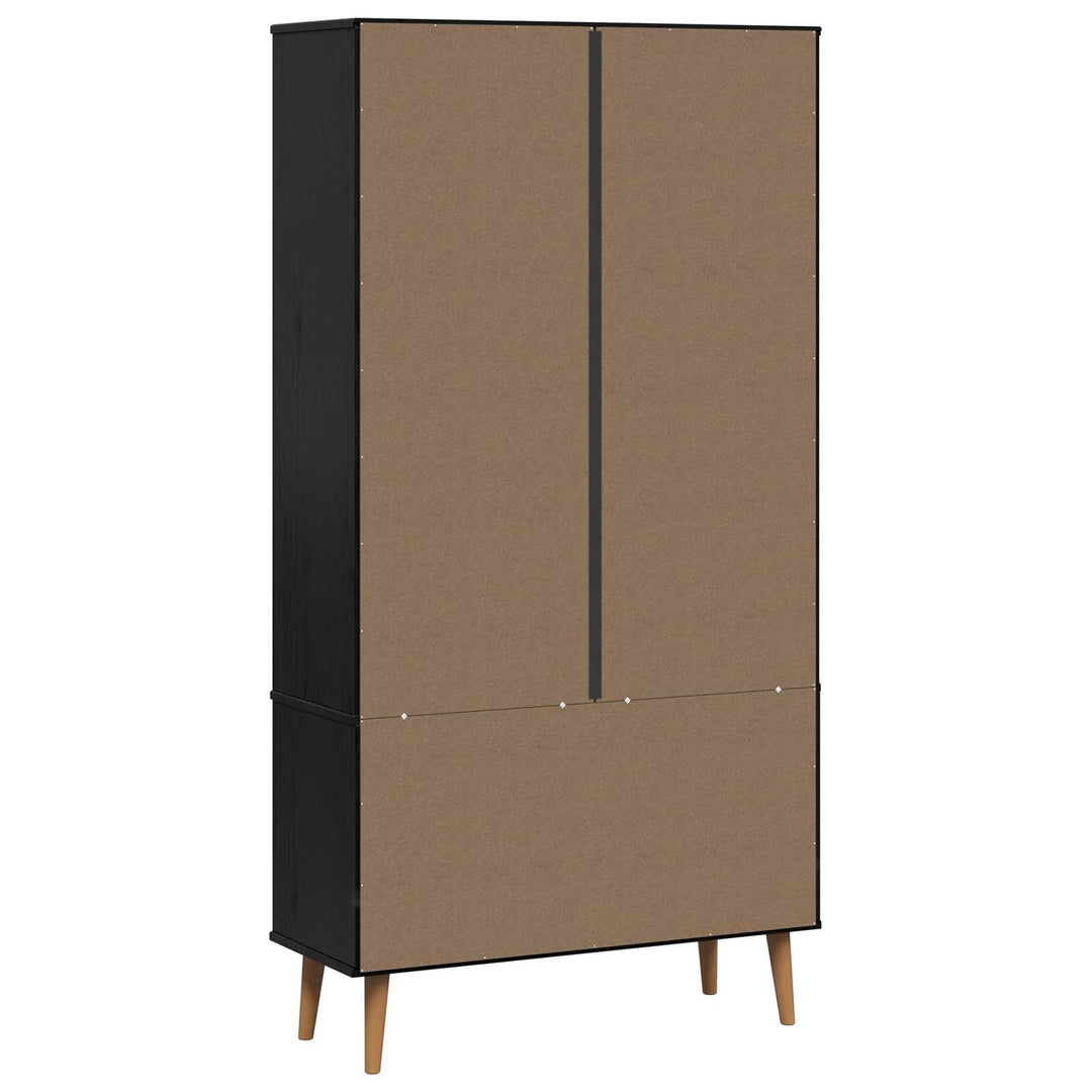Glas Vitrine Skab Sort 90 x 35 x 175 cm