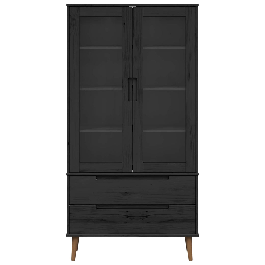 Glas Vitrine Skab Sort 90 x 35 x 175 cm