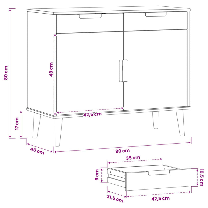 Sideboard MOLDE Karamel 90 x 40 x 80 cm