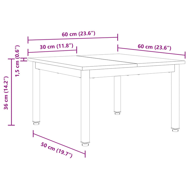 Sofabord Røget Eg 60 x 60 x 36 cm Konstrueret træ