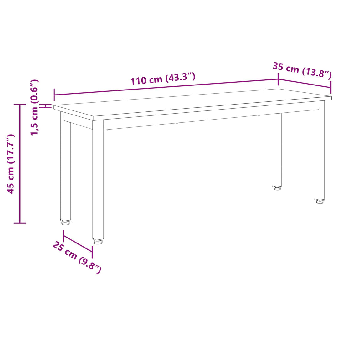 bænk Sort eg 110 x 35 x 45 cm Konstrueret træ