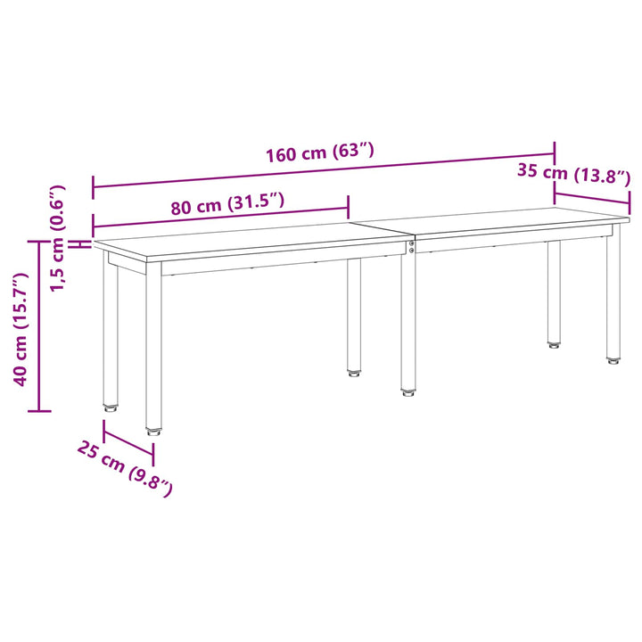 bænk Røget Eg 160 x 35 x 45 cm Konstrueret træ