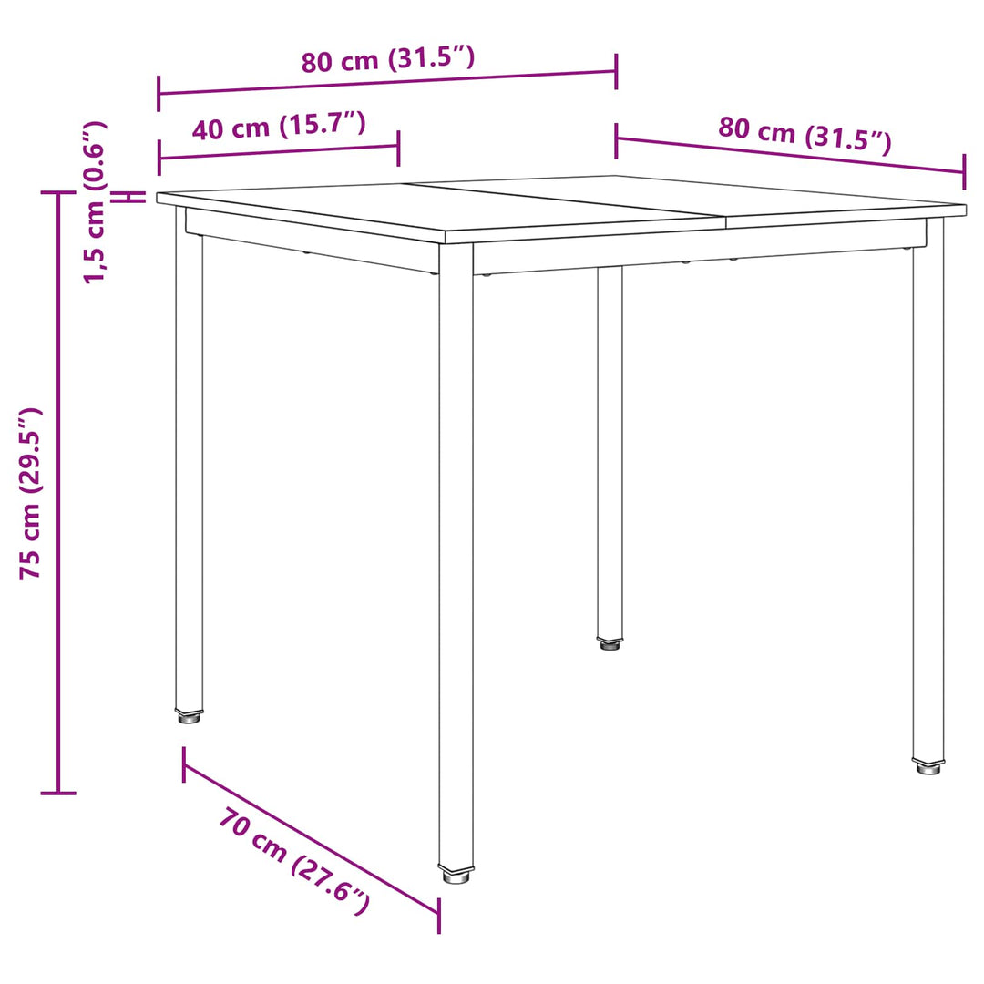 Spiseborde 80 x 80 x 75 cm Konstrueret træ Røget eg Firkantet