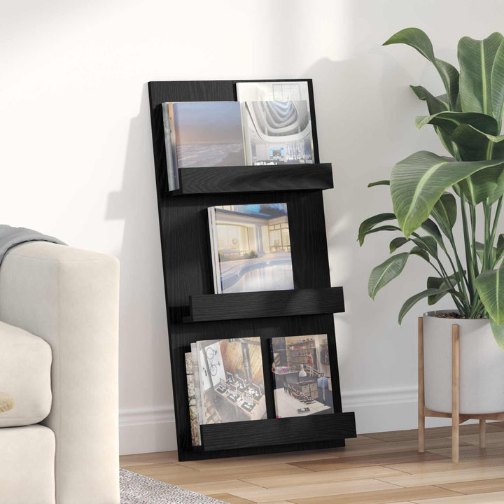Magasin Rack med hylde Sort eg 51 x 11 x 102 cm Konstrueret træ