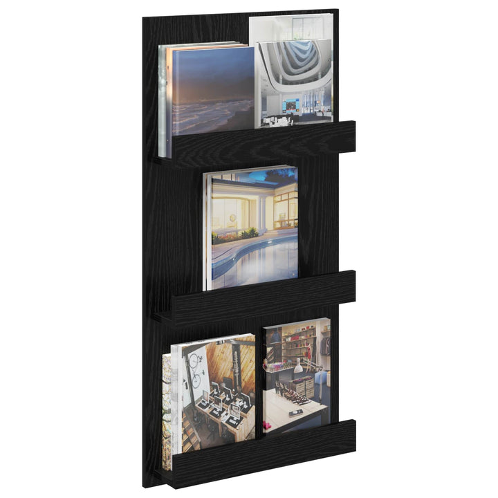 Magasin Rack med hylde Sort eg 51 x 11 x 102 cm Konstrueret træ