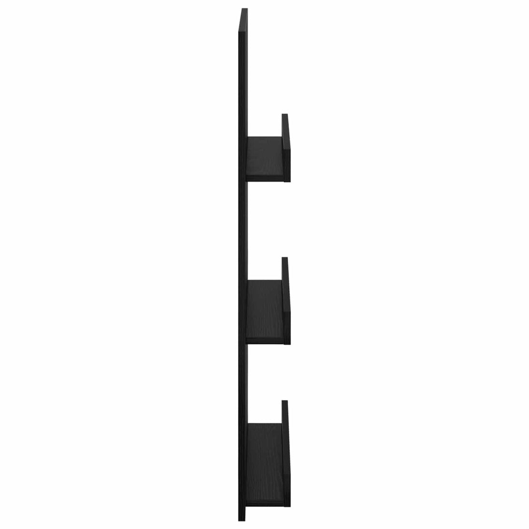 Magasin Rack med hylde Sort eg 51 x 11 x 102 cm Konstrueret træ