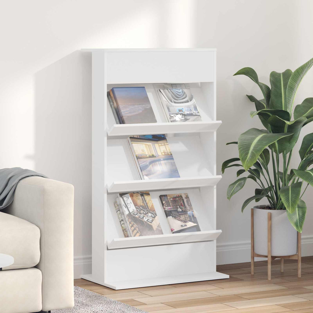 Magasin Rack med hylde Hvid 70 x 41 x 126 cm Konstrueret træ