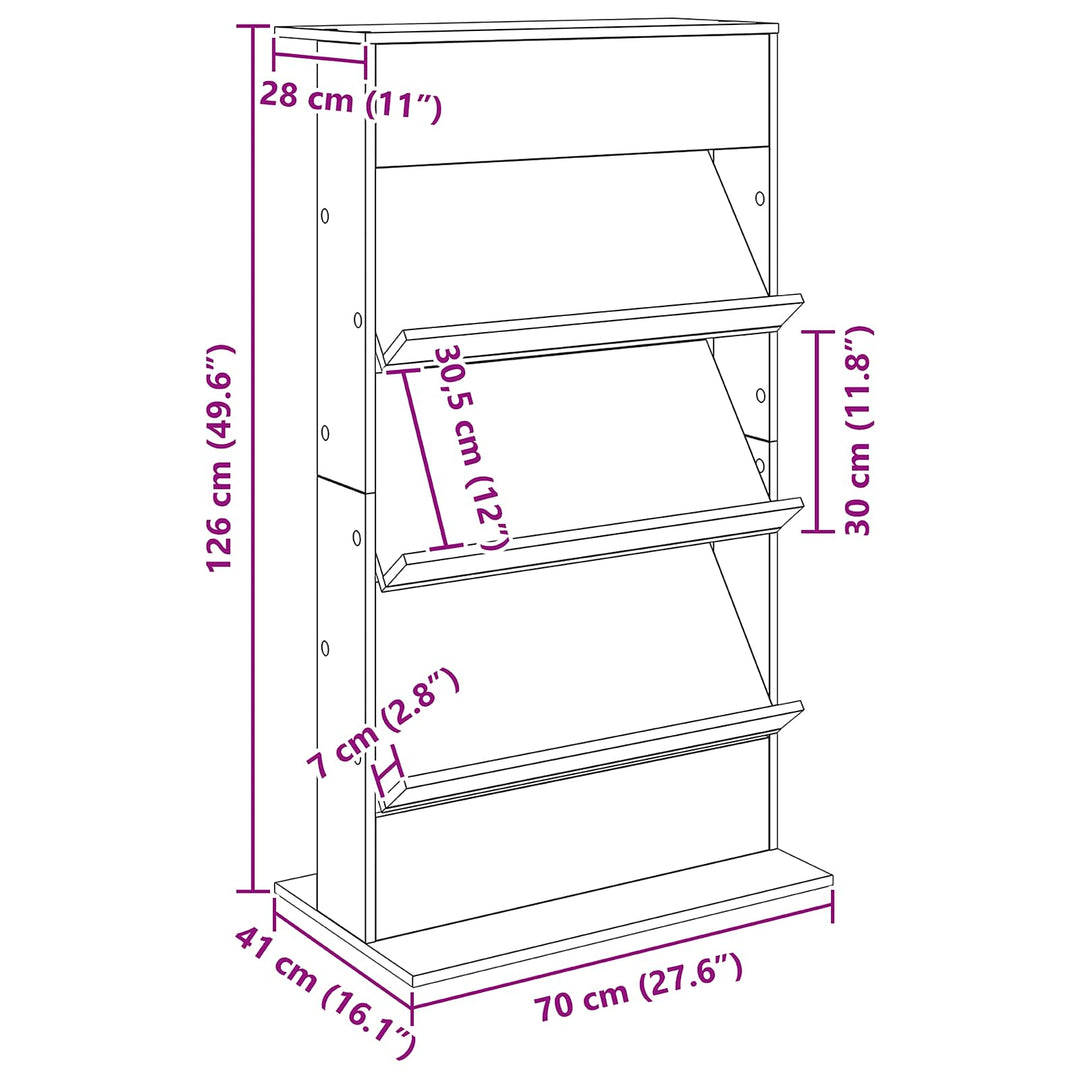 Magasin Rack med hylde Hvid 70 x 41 x 126 cm Konstrueret træ