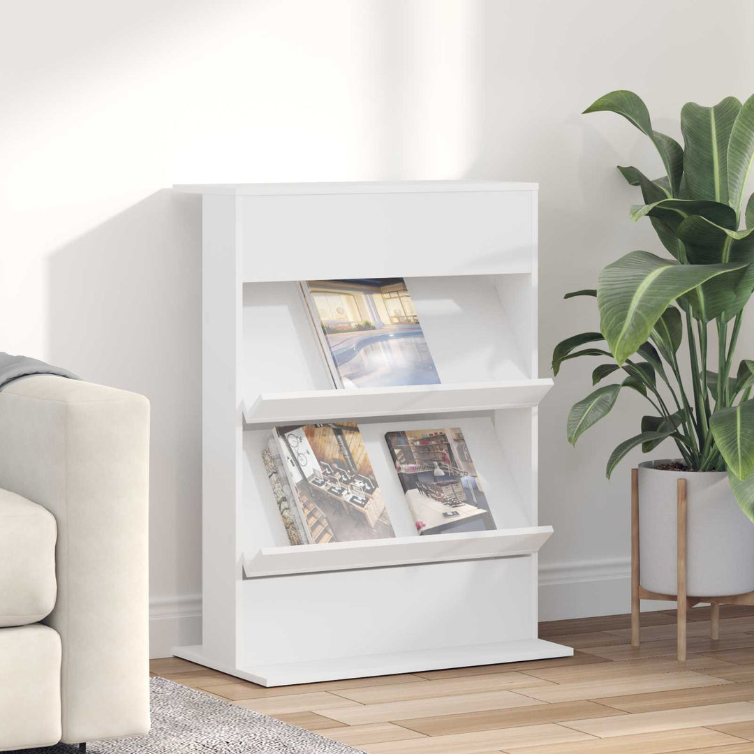 Magasin Rack med hylde Hvid 70 x 41 x 96 cm Konstrueret træ
