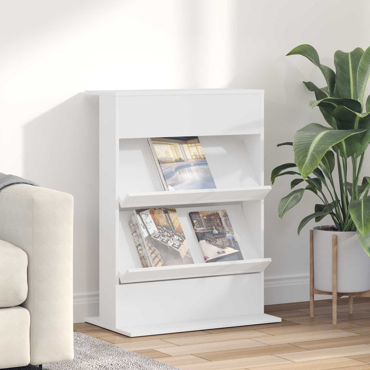 Magasin Rack med hylde Hvid 70 x 41 x 96 cm Konstrueret træ