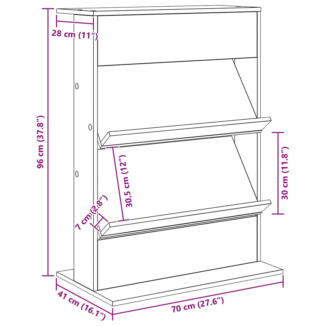 Magasin Rack Artisan Egetræ 70 x 41 x 96 cm Konstrueret træ