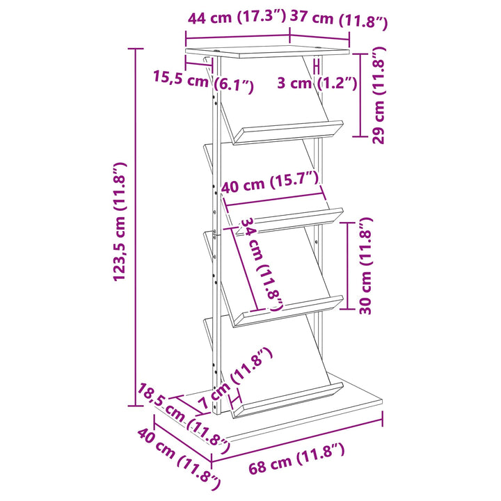 Magasin Rack Røget eg 68 x 40 x 123.5 cm Konstrueret træ