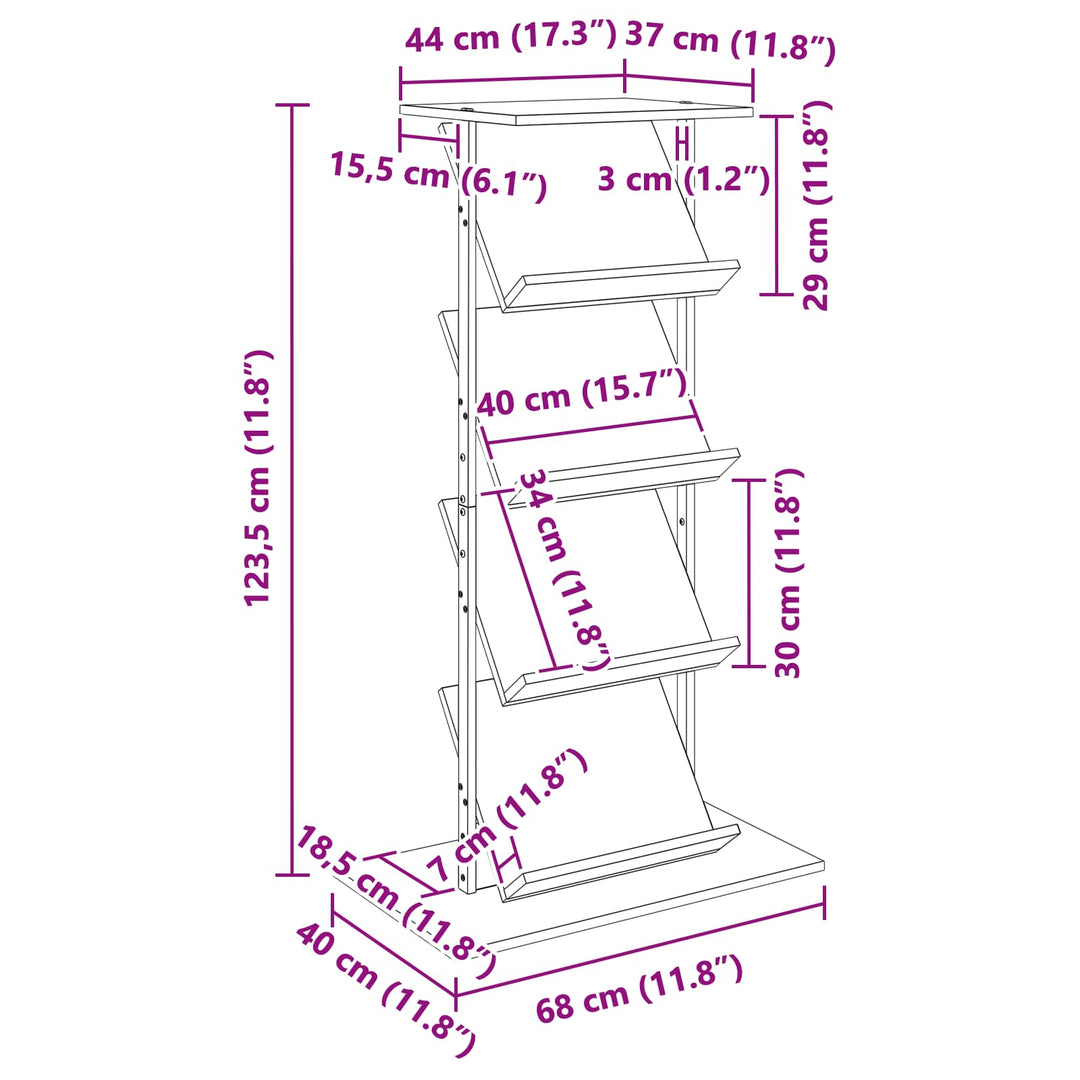 Magasin Rack Gammelt træ 68 x 40 x 123.5 cm Konstrueret træ