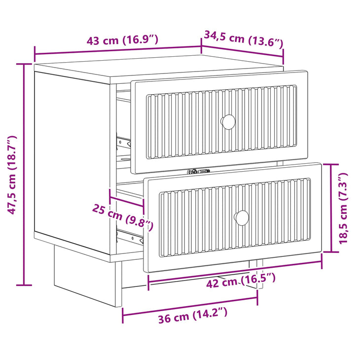 Natskab 2 pcs Gammelt træ 43 x 34,5 x 47,5 cm Konstrueret træ