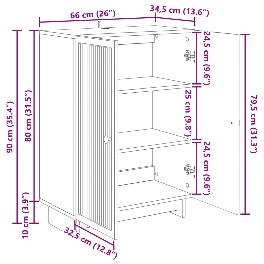 Sideboard Betongrå 66 x 34,5 x 90 cm Konstrueret træ