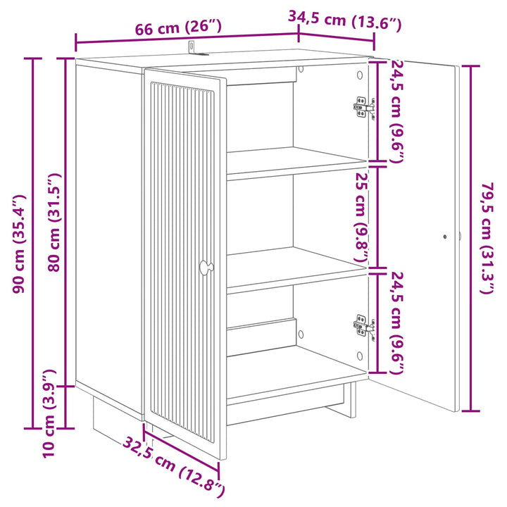 Sideboard Gammelt træ 66 x 34,5 x 90 cm Konstrueret træ