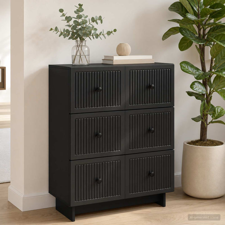 Skuffeskab 66 x 34,5 x 90 cm Konstrueret træ Sort