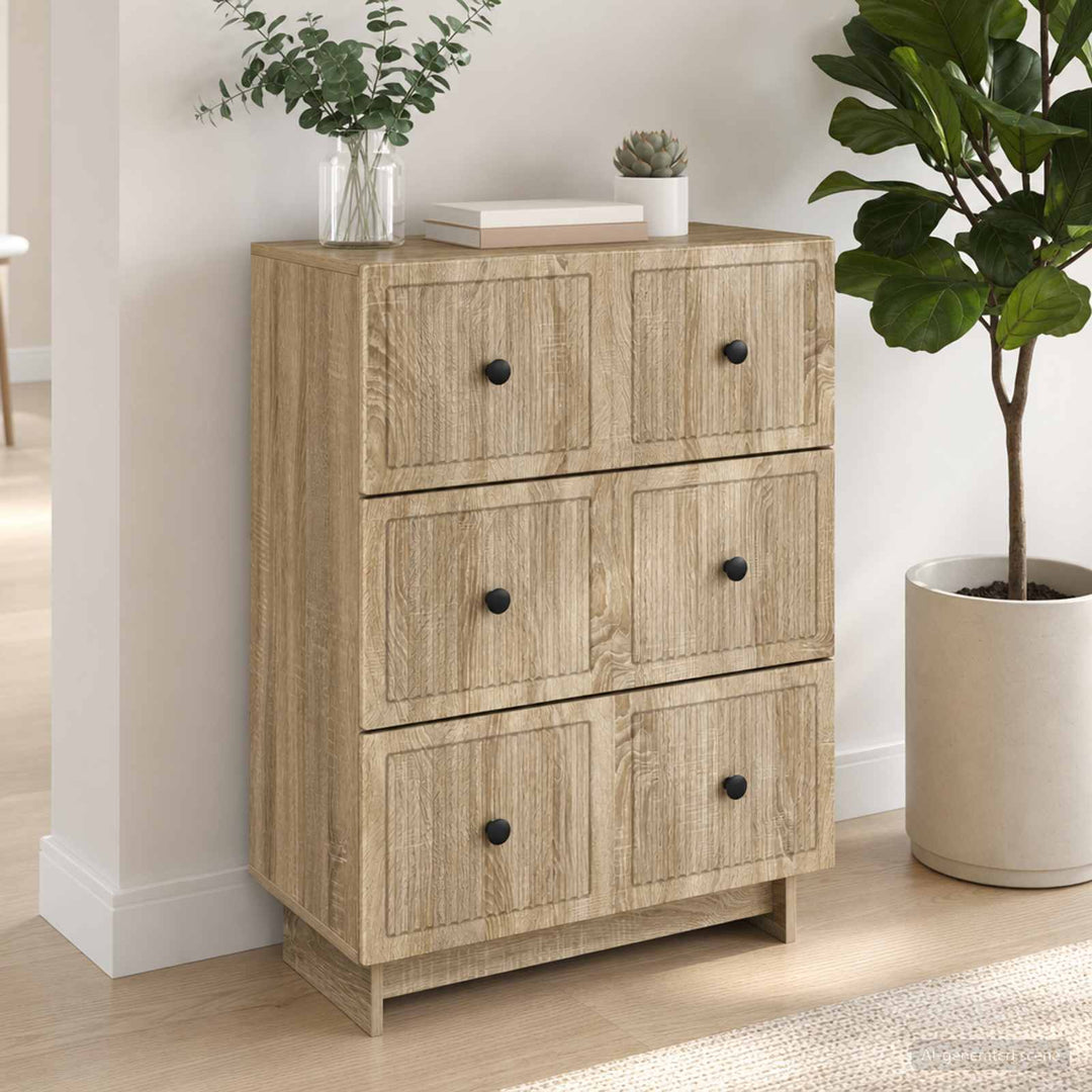 Skuffeskab 66 x 34,5 x 90 cm Konstrueret træ Sonoma-eg