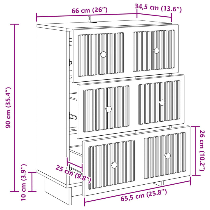 Skuffeskab 66 x 34,5 x 90 cm Konstrueret træ Sonoma-eg