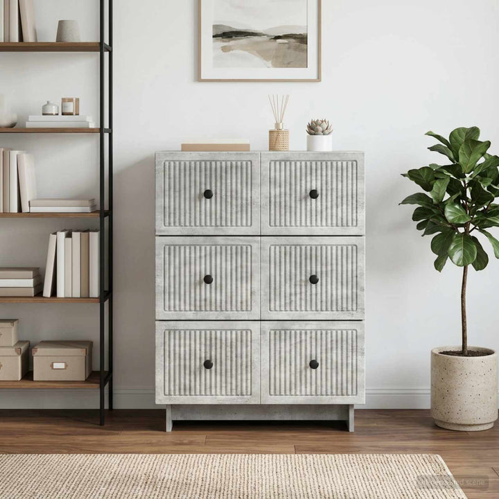 Skuffeskab Betongrå 66 x 34,5 x 90 cm Konstrueret træ