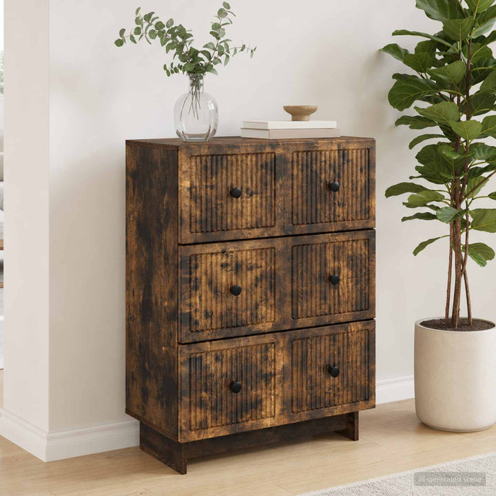 Skuffeskab 66 x 34,5 x 90 cm Konstrueret træ Røget eg