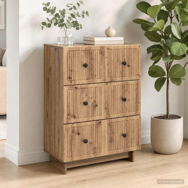 Skuffeskab 66 x 34,5 x 90 cm Konstrueret træ Artisan-eg
