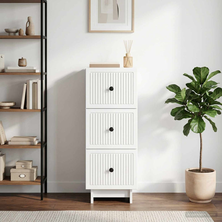 Skuffeskab Hvid højglans 33 x 34,5 x 90 cm Konstrueret træ
