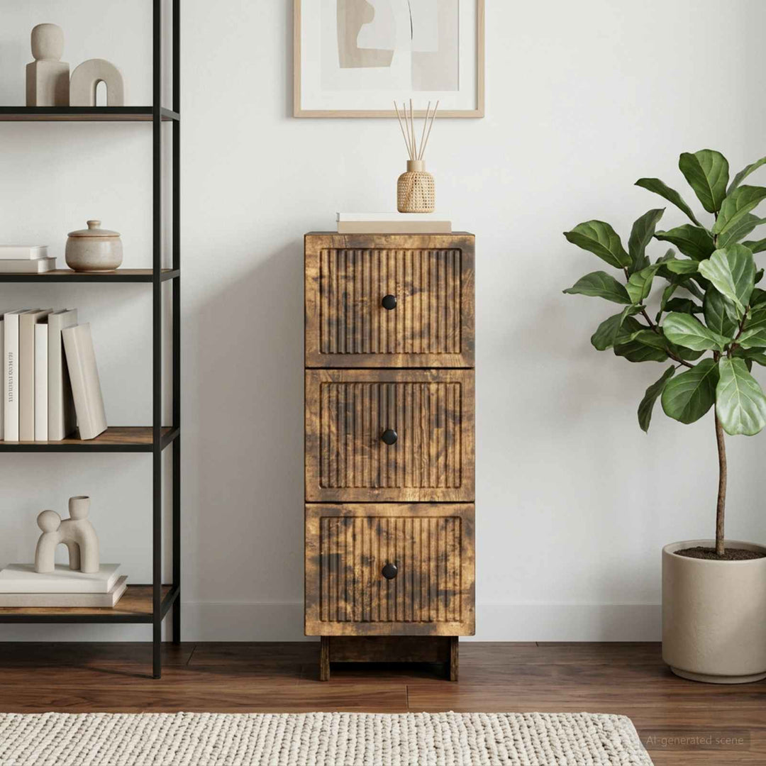 Skuffeskab Røget eg 33 x 34,5 x 90 cm Konstrueret træ