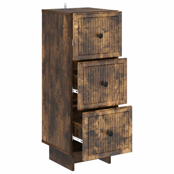 Skuffeskab Røget eg 33 x 34,5 x 90 cm Konstrueret træ