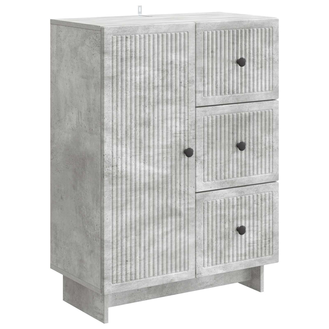 Sideboard med skuffe Betongrå 66 x 34,5 x 90 cm Konstrueret træ