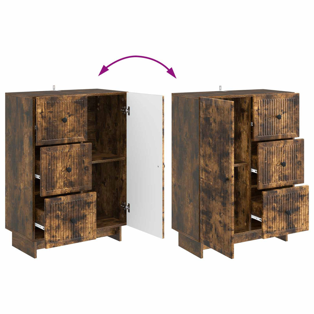 Sideboard med skuffe Røget eg 66 x 34,5 x 90 cm Konstrueret træ