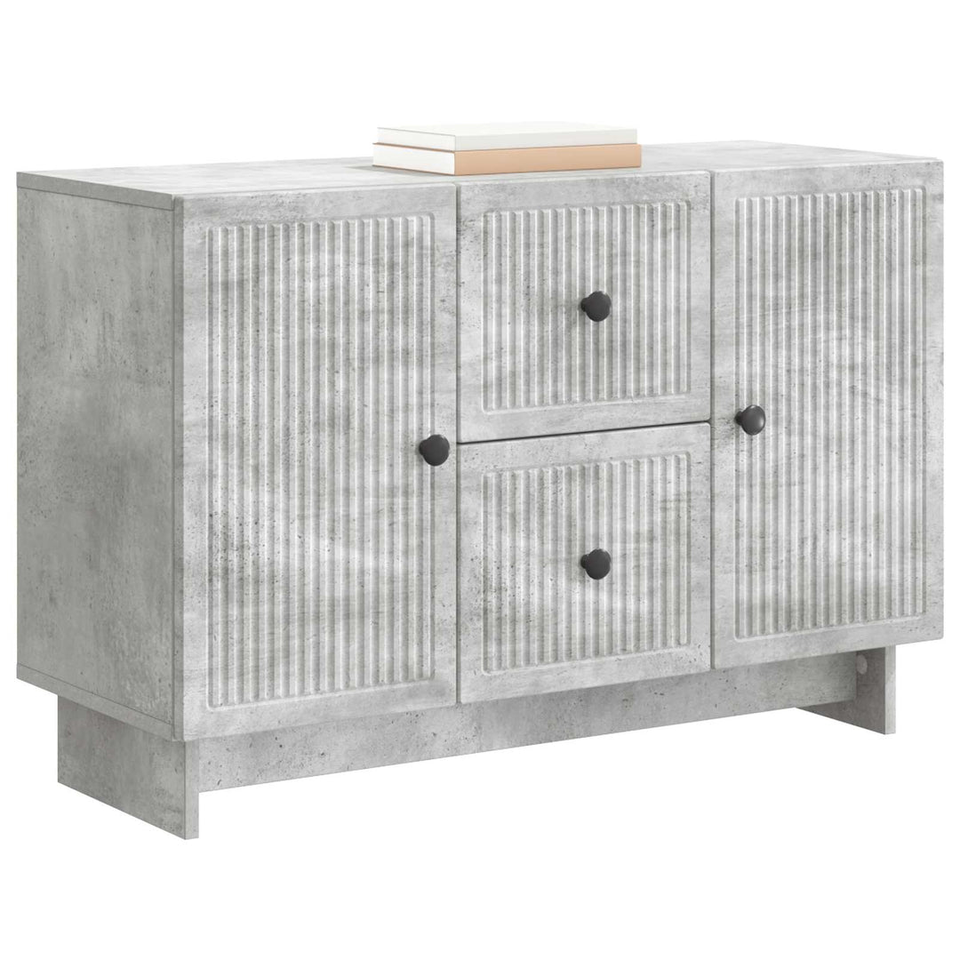 Sideboard med skuffe Betongrå 89 x 34,5 x 60 cm Konstrueret træ