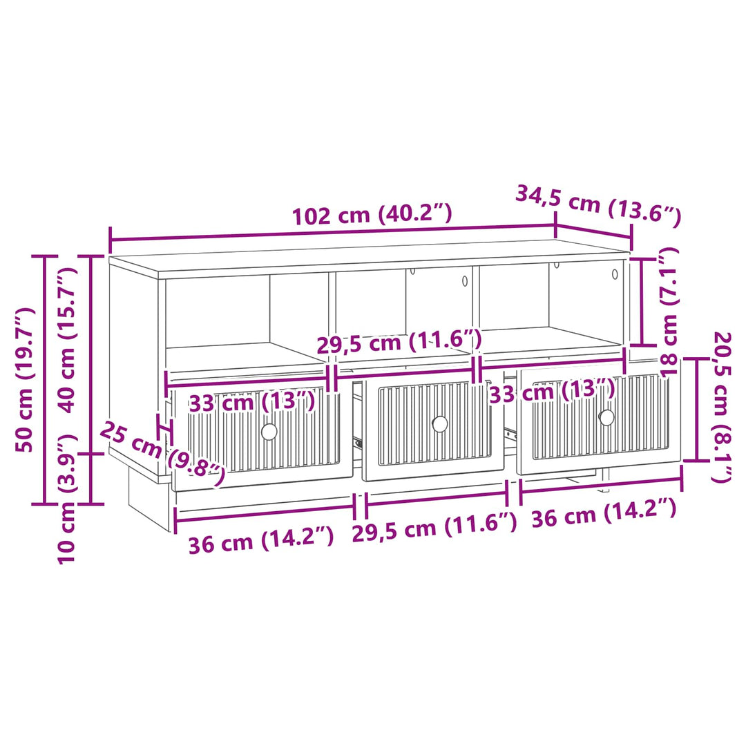 TV-skab med skuffe Hvid 102 x 34,5 x 50 cm Konstrueret træ
