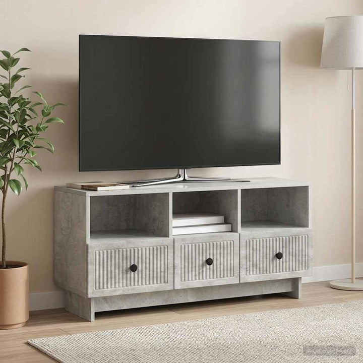 TV-skab med skuffe Betongrå 102 x 34,5 x 50 cm Konstrueret træ