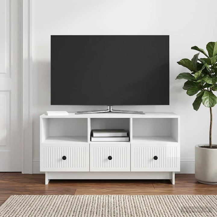 TV-skab Hvid højglans 102 x 34,5 x 50 cm Konstrueret træ