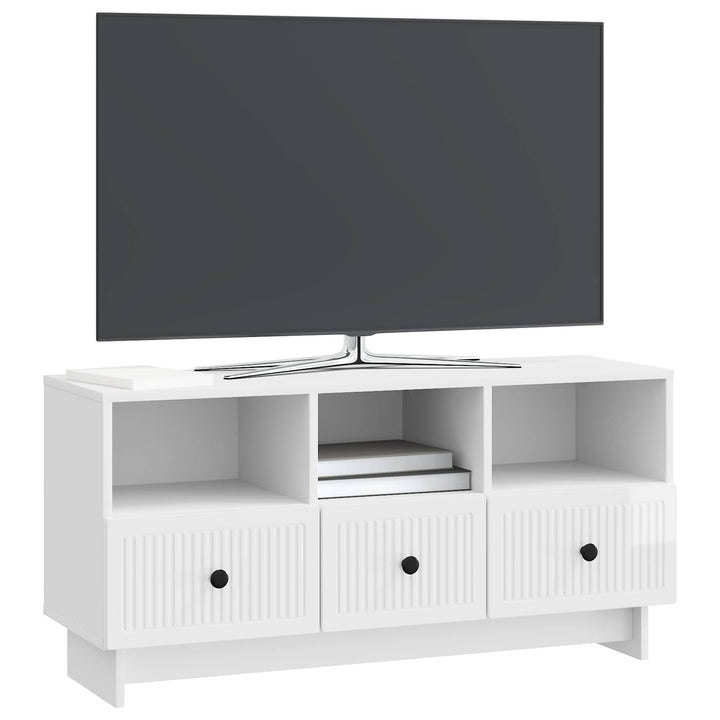 TV-skab Hvid højglans 102 x 34,5 x 50 cm Konstrueret træ