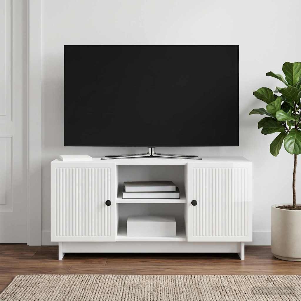 TV-skab 102 x 34,5 x 50 cm Hvid højglans Konstrueret træ