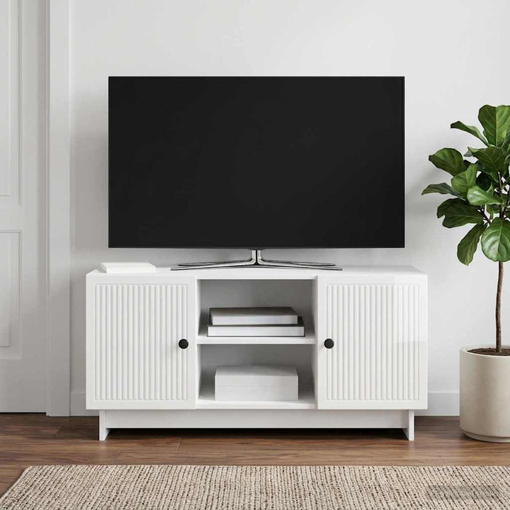 TV-skab 102 x 34,5 x 50 cm Hvid højglans Konstrueret træ