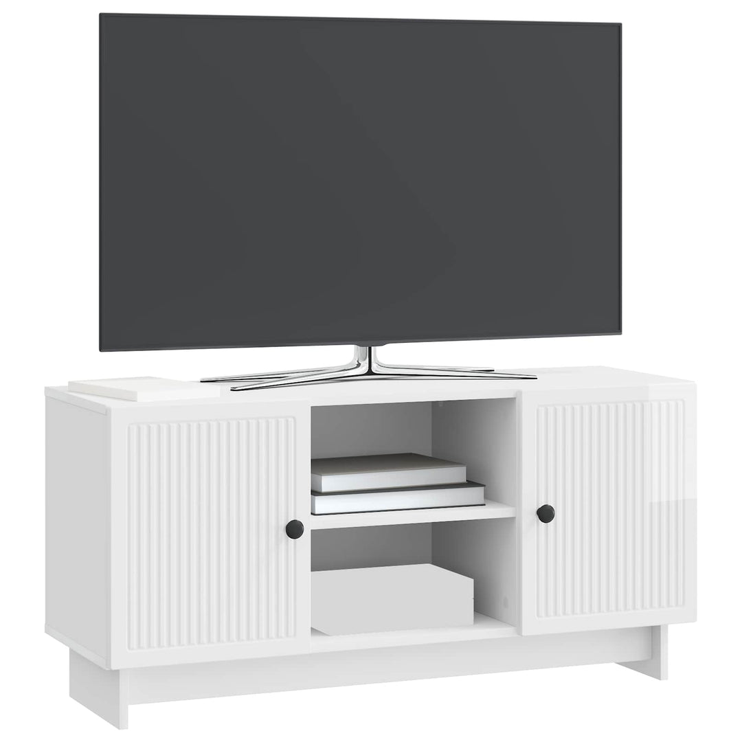 TV-skab 102 x 34,5 x 50 cm Hvid højglans Konstrueret træ